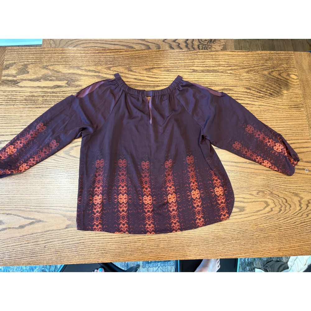Lane Bryant Plum Orange Geometric Cold Shoulder Blouse Plus Size 26/28